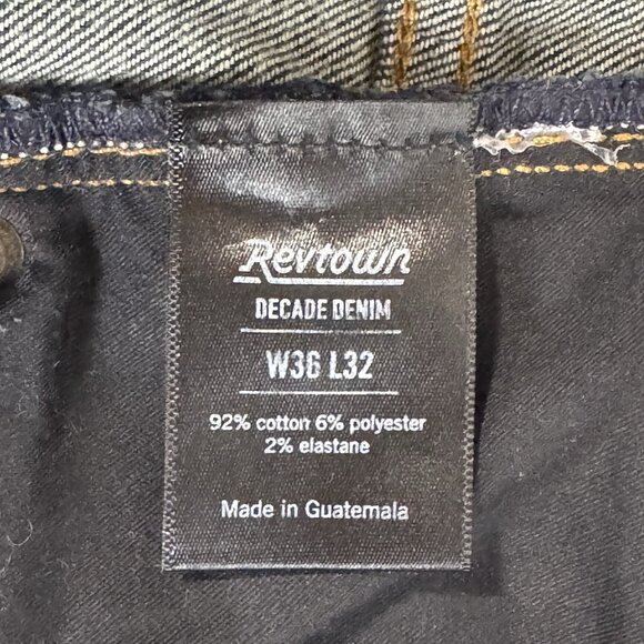 Revtown Jeans Mens 36x32 Blue Automatic Relaxed Straight Stretch Dark Wash Denim - Picture 6 of 12